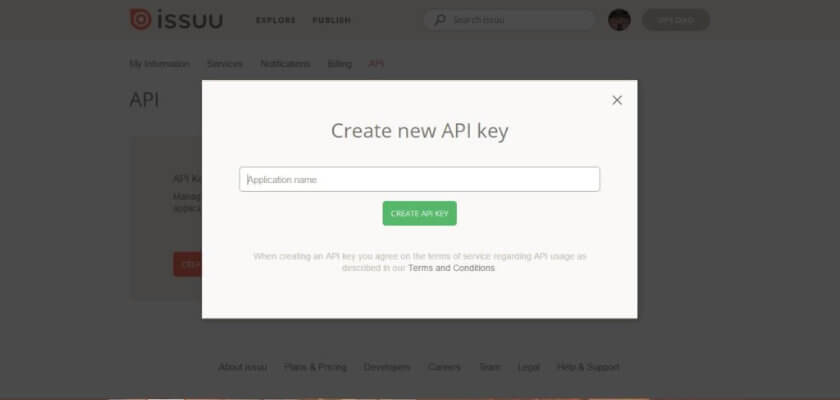 Issuu API key for WordPress