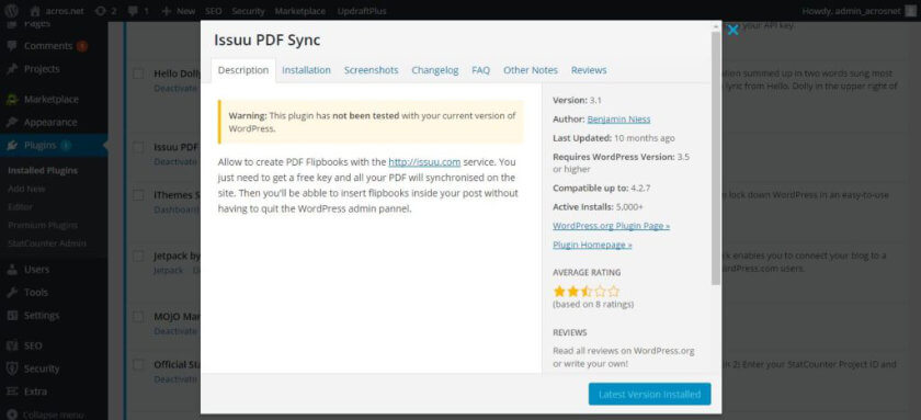 Issuu PDF Sync on WordPress